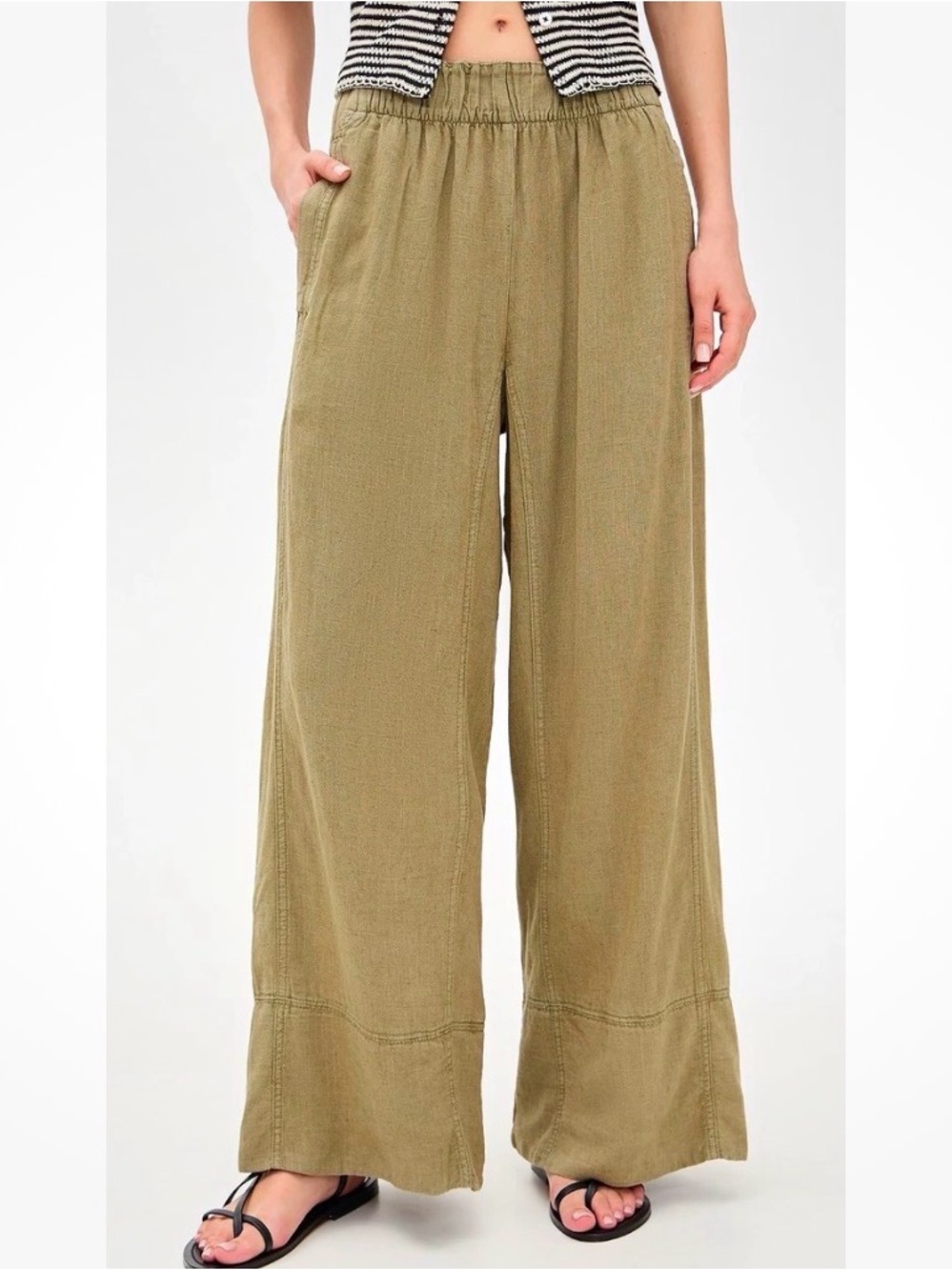 Free People Pull On Days End Linen Pants size M